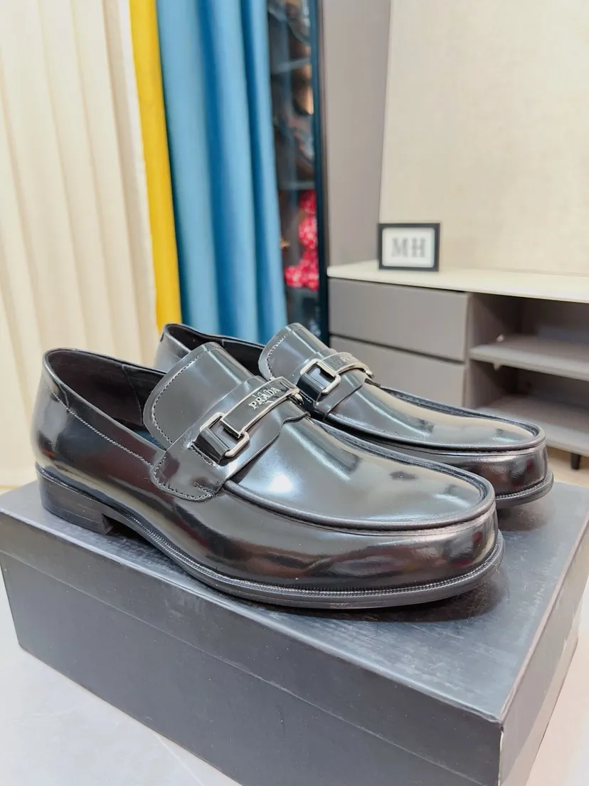 Men's shoes 💰540🌹🌹【PRADA Leather Shoes】Top purchasing agency Original imported Italian custom-made open-edge beaded cowhide leather surface, fully imported water-dyed breathable cowhide lining, original factory special molded sole super comfortable, size: 38-44